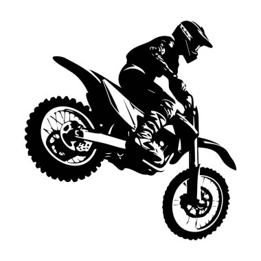 Dynamic Motocross Rider in Action Performing a Jump Against a White Background for Extreme Sports or Adventure Themes