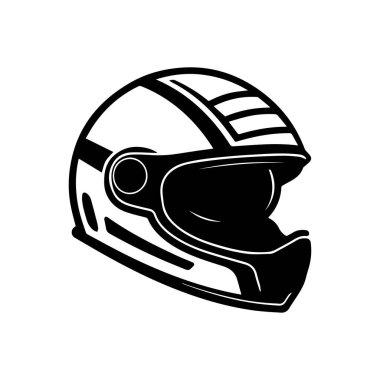 Classic Racing Helmet Design in Monochrome Style, Perfect for Motorsport-Themed Projects or Apparel Representations