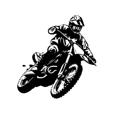 Dynamic motocross rider in action, showcasing speed and skill while performing stunts on a dirt bike, perfect for sports and adrenaline themes.