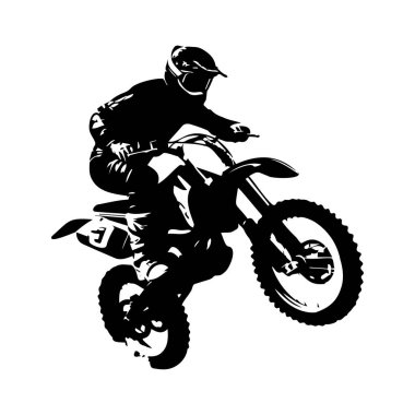 Black silhouette of a motocross rider performing a jump on a dirt bike showcasing action, skill, and adrenaline in a dynamic sports scene