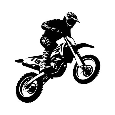 Dynamic Motocross Rider Performing Jump on Dirt Bike in Action Silhouette for Sport and Adventure Themes