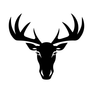 Abstract silhouette of a majestic deer head with impressive antlers, perfect for nature themes, wildlife designs, or outdoor adventure concepts
