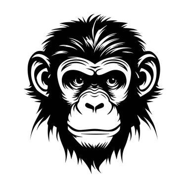 Distinctive Illustration of a Monkey Face with Detailed Features and Bold Lines for Artistic and Creative Uses in Various Projects