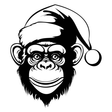 Festive Monkey Character Wearing Christmas Hat with Cheerful Expression for Holiday Celebrations and Seasonal Decor Inspiration