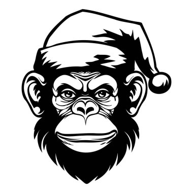 Joyful Monkey Wearing Santa Hat for Holiday Celebrations, Perfect for Fun Christmas Designs, Illustrations, and Seasonal Projects