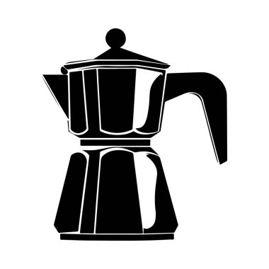 Classic Stovetop Espresso Maker in Black Silhouette with Detailed Design Ideal for Coffee Lovers and Kitchen Decor