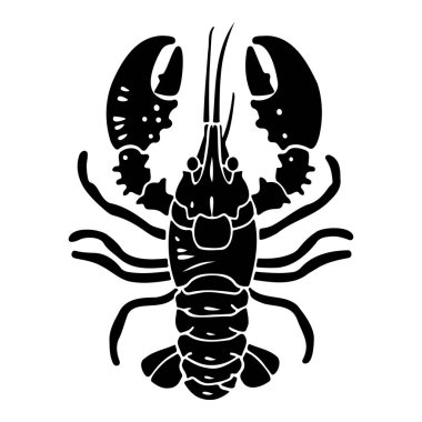 Stylized Black Lobster Illustration with Detailed Features and Unique Design, Ideal for Food and Marine Themes in Culinary Art