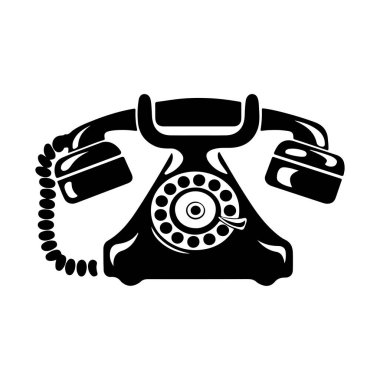 Vintage Black Rotary Telephone Design for Nostalgic and Retro Themes in Digital and Print Media