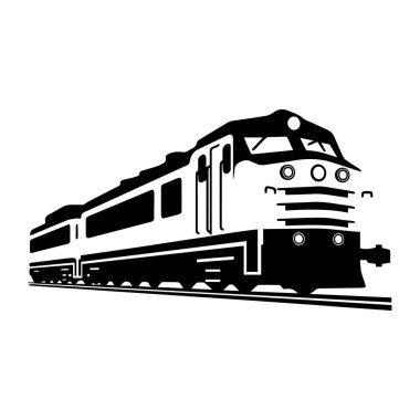 Abstract silhouette of a vintage train in motion showcasing power, velocity, and transportation on tracks with minimalist artistic flair