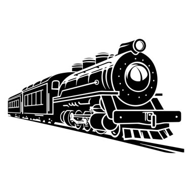 Vintage Steam Locomotive Illustration, Black and White Train Art for Retro Travel, Rail Transport Aesthetic, Classic Engine Design, Artistic Rail Journey