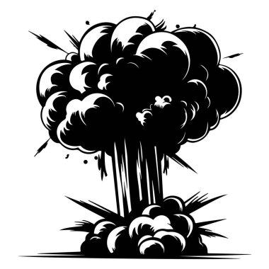 Dramatic Explosion Illustration with Smoke, Fire, and Dynamic Energy Emanating from a Central Blast Area