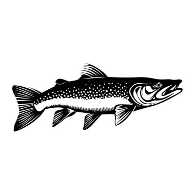 Detailed Illustration of a Spotted Fish Swimming in Natural Habitat with Graphic Style and Intricate Lines