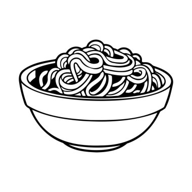 Hand-drawn illustration of a bowl filled with steaming noodles, perfect for food-related projects or culinary themes in various media