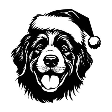Joyful dog wearing a Santa hat smiling brightly, perfect for holiday themes and festive celebrations, capturing the essence of Christmas spirit