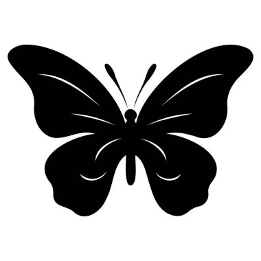 Elegant Black Butterfly Silhouette with Delicate Wings and Graceful Form, Perfect for Nature and Art Designs