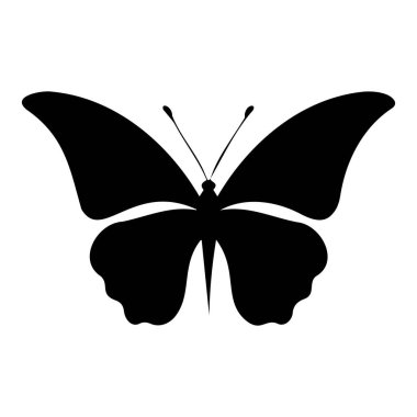 Elegant Black Butterfly Silhouette on White Background for Artistic and Nature Projects