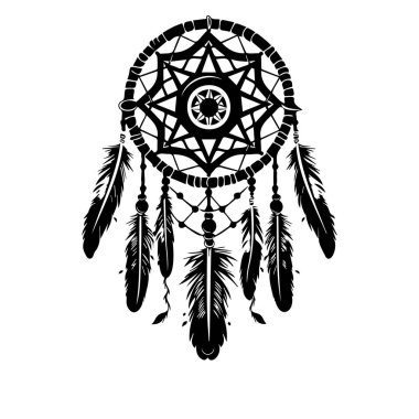 Intricate Dreamcatcher Design with Feathers and Web Motif for Cultural and Artistic Inspiration