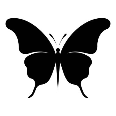 Elegant Black Butterfly Silhouette Against White Background Perfect for Nature and Artistic Themes