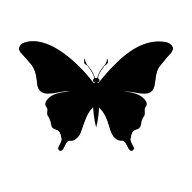 Elegant Black Butterfly Silhouette on White Background Ideal for Nature, Art, and Design Projects