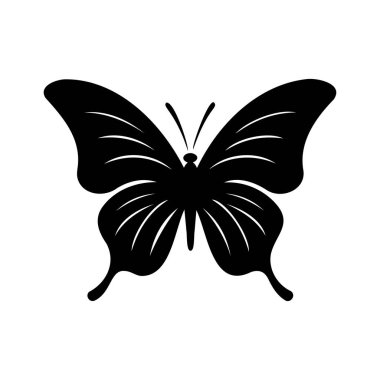 Elegant silhouette of a butterfly with intricate wing patterns, perfect for artistic designs and nature-themed projects in a minimalist style