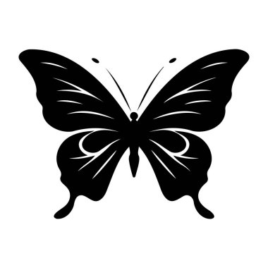 Elegant Silhouette of a Butterfly with Intricate Wing Patterns and Symmetrical Design for Creative Usage in Digital Art and Print Media