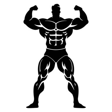 Strong muscular man flexing muscles in a confident pose showcasing strength and fitness on a white background for health and exercise themes