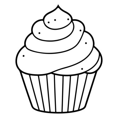 Hand-drawn cupcake illustration with creamy frosting on top, perfect for food-related designs and desserts in various art projects