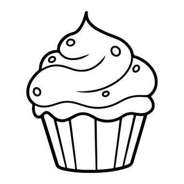 Cute and Whimsical Cupcake Illustration with Frosting and Sprinkles for Bakery and Dessert Themes