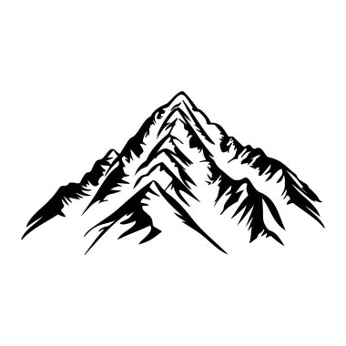 Majestic Mountain Silhouette with Sharp Peaks and Intricate Details Ideal for Outdoor and Nature Themes