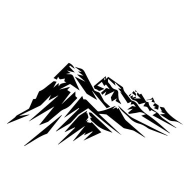 Abstract Black and White Mountain Range Illustration with Sharp Peaks and Dramatic Lines for Use in Design Projects