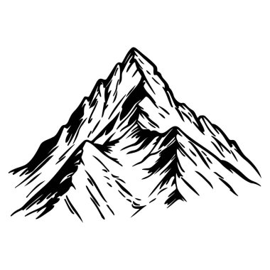 Majestic Mountain Range with Sharp Peaks and Snow-Capped Summits in Monochrome Style for Nature and Adventure Themes