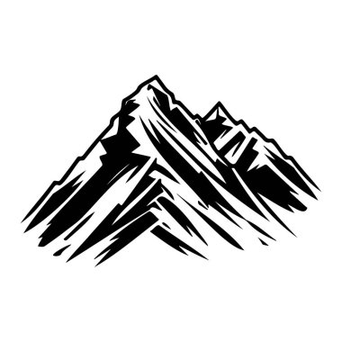 Abstract monochrome mountain range graphic design with sharp peaks and bold lines showcasing nature's beauty and strength in minimalist style.