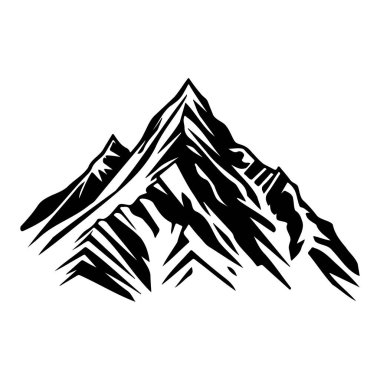 Black and White Mountain Silhouette Design Featuring Sharp Peaks and Abstract Lines for Artistic and Nature-Inspired Projects