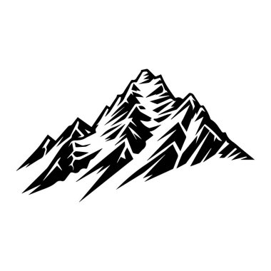 Black and White Mountain Peak Illustration with Sharp Edges and Dynamic Lines for Nature, Adventure, and Outdoor Themes