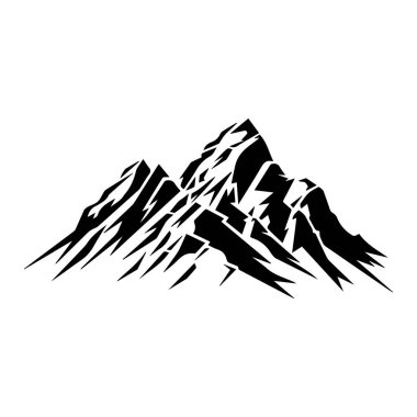 Stunning Black and White Mountain Range Silhouette Featuring Sharp Peaks and Dramatic Lines for Outdoor Adventure and Nature Themes