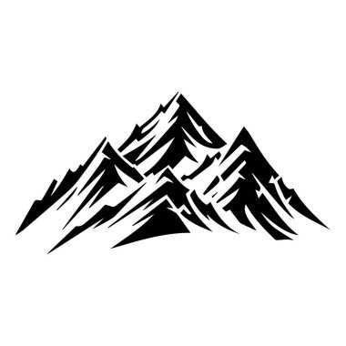 High-Contrast Black Mountain Silhouette Design for Adventure and Nature Enthusiasts, Perfect for Outdoor-Themed Projects and Artwork