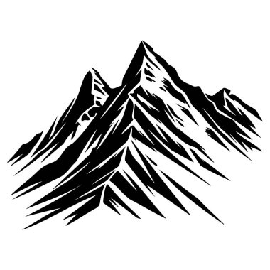 Black and White Artistic Rendering of Mountain Peaks with Sharp Edges and Contrasted Lines for Impressive Visual Impact