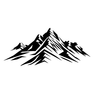 Abstract Mountain Silhouette in Black and White with Sharp Peaks and Dynamic Lines for Modern Graphic Designs and Natural Themes