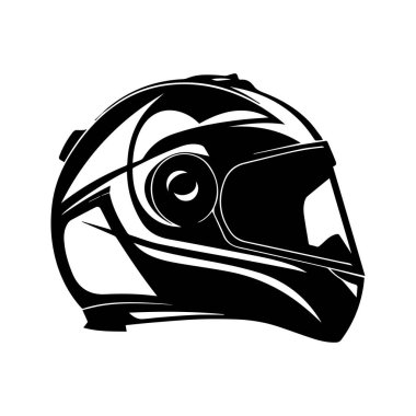 Black motorcycle helmet silhouette design ideal for racing sports, biker culture, and motorsport enthusiasts showcasing speed and safety