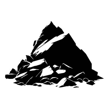 Artistic Black and White Silhouette of a Pile of Rocks on a White Background for Nature and Landscape Illustrations