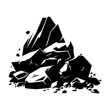 Black and White Illustration of Pile of Rocks for Natural Landscape Background or Textures in Creative Projects