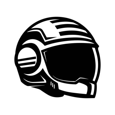 Retro Style Simplified Motorcycle Helmet Graphic with Bold Lines and Unique Design for Various Creative Uses