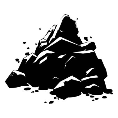 Black and White Illustration of a Pile of Rocks with Shadows Reflecting Depth and Texture for Graphic Design and Nature Themes