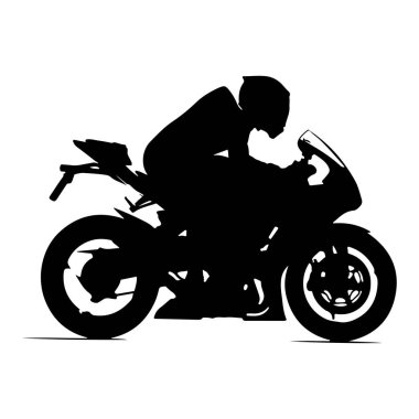 Silhouette of a Motorcycle Rider in an Action Pose on a Sport Bike, Perfect for Dynamic and Adventurous Themes