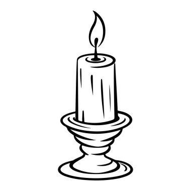 Elegant Decorative Candle on Holder with Flaming Wick, Ideal for Cozy Ambiance, Romantic Dinner, and Relaxation in Home or Spa Setting