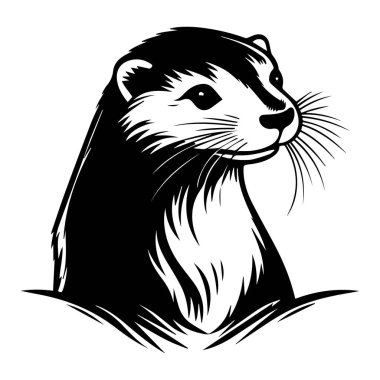 Detailed Illustration of a Playful Otter with Whiskers in a Natural Setting, Perfect for Wildlife and Nature Enthusiast Themes