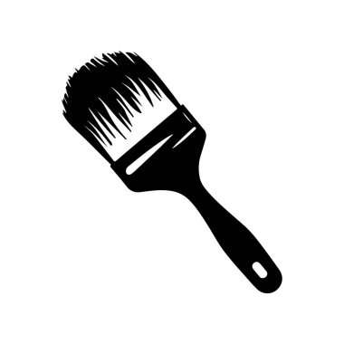 Black Silhouette of a Flat Paint Brush on a White Background Ideal for Home Renovation and Artistic Projects