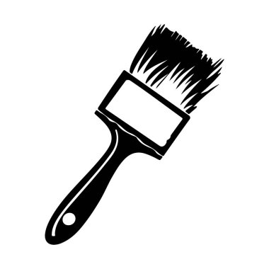 Black silhouette of paintbrush with bristles for creative art projects, painting workshops, renovations, and DIY home improvement tasks