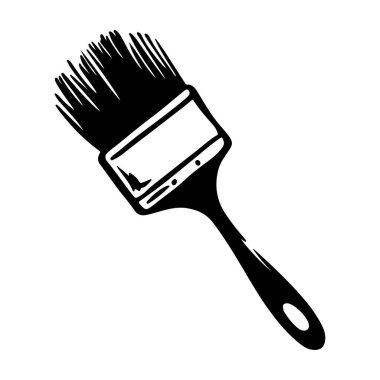 Black paintbrush silhouette with bristles, perfect for creative arts, painting projects, and DIY home improvement activities