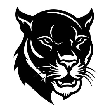 Fierce Black Panther Head Illustration with Bold Features for Graphic Design and Wildlife Themes